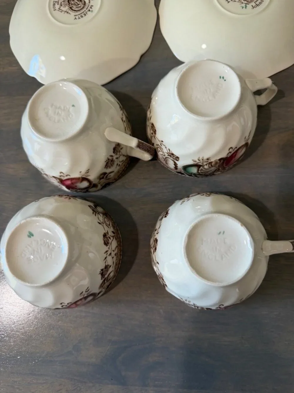 Johnson Brothers His Majesty Thanksgiving Turkey Cups and Saucers Set of 4